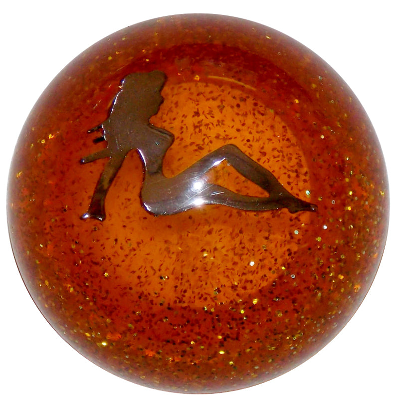 Chrome Lady in a Orange Glitter Brake Knob