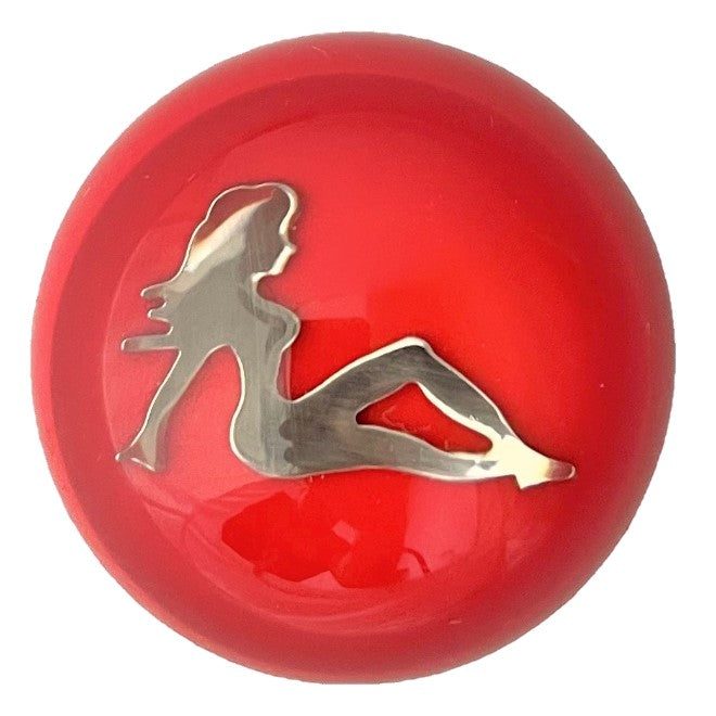 Chrome Lady in Red Brake Knob