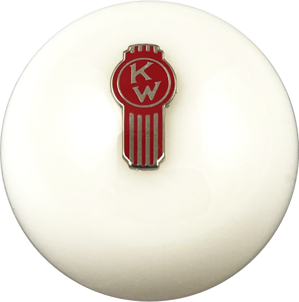 Image of White Crooked Kenworth Logo Brake Knob