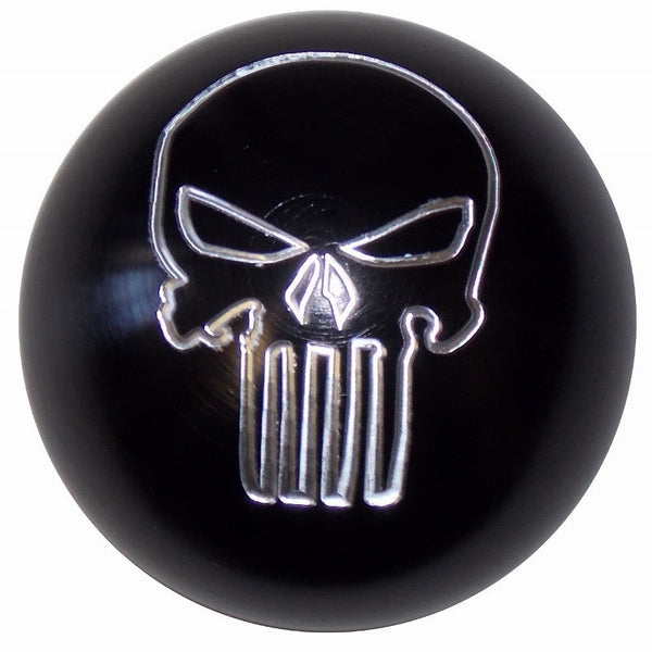 Punisher Skull Brushed Aluminum Black Muncie Shift Knob