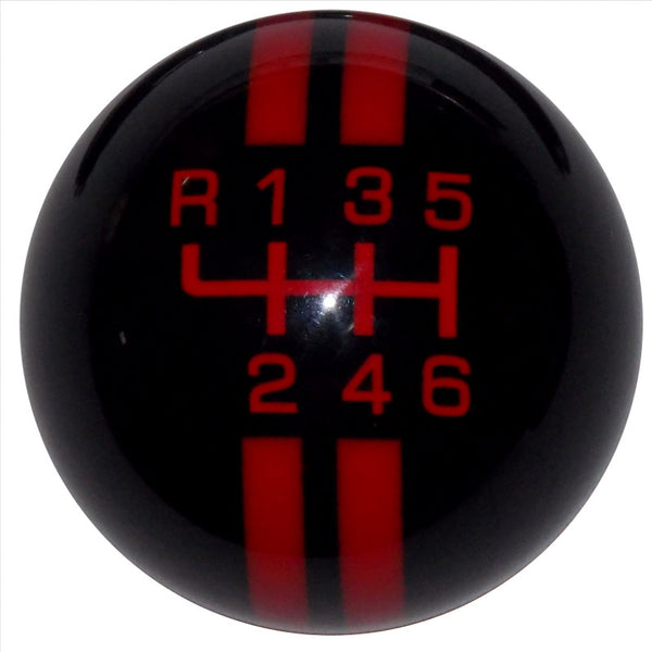 Rally Stripe New 6 Speed Black with Red Shift Knob