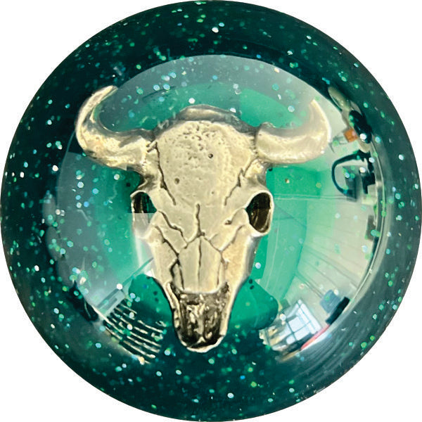 image of Green Glitter Cow Skull Shift Knob