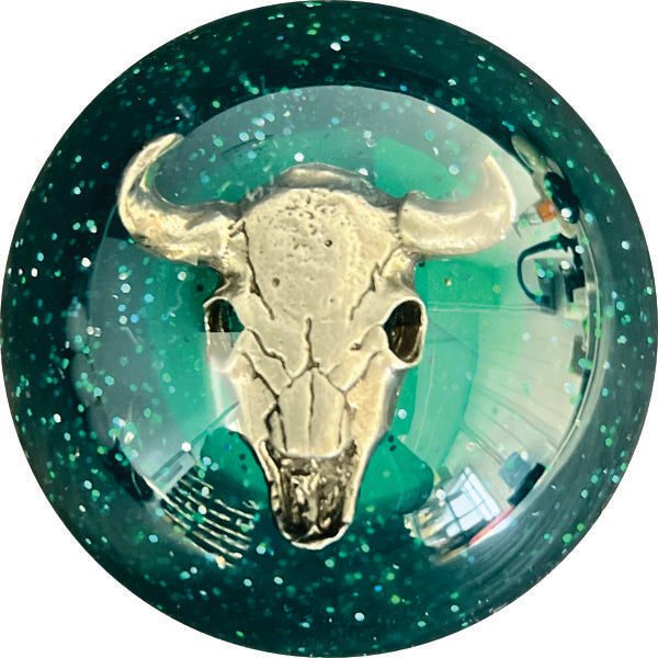 image of Green Glitter Cow Skull Brake Knob