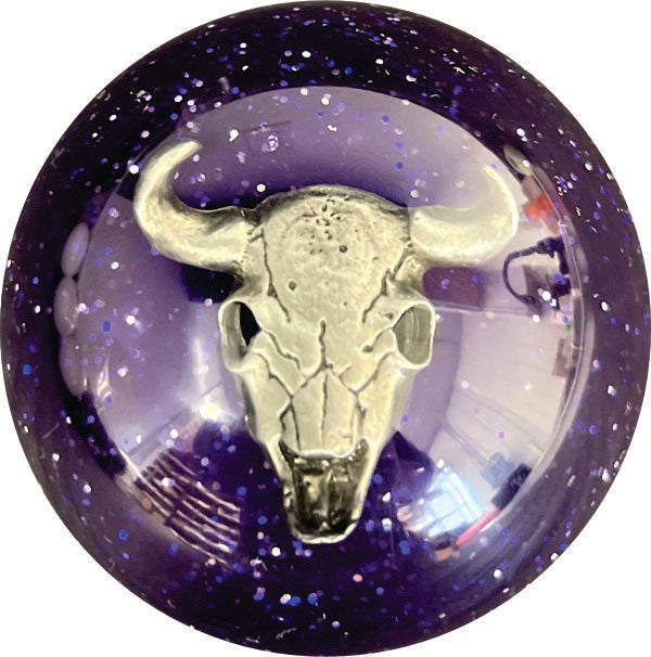 image of Purple Glitter Cow Skull Shift Knob