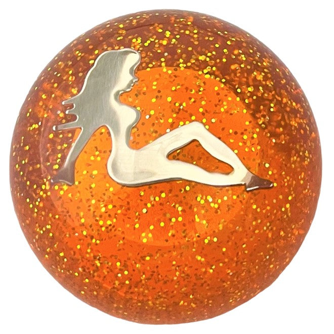 Chrome Lady in Amber Glitter Shift Knob