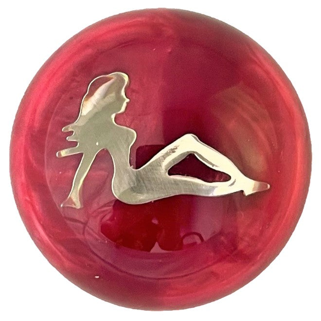 Chrome Lady in Red Pearl Shift Knob