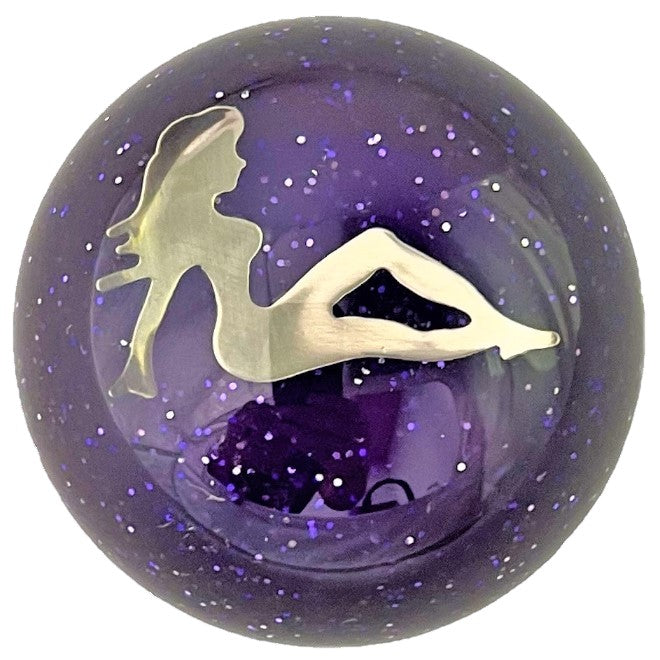 Chrome Lady in Purple Glitter Brake Knob