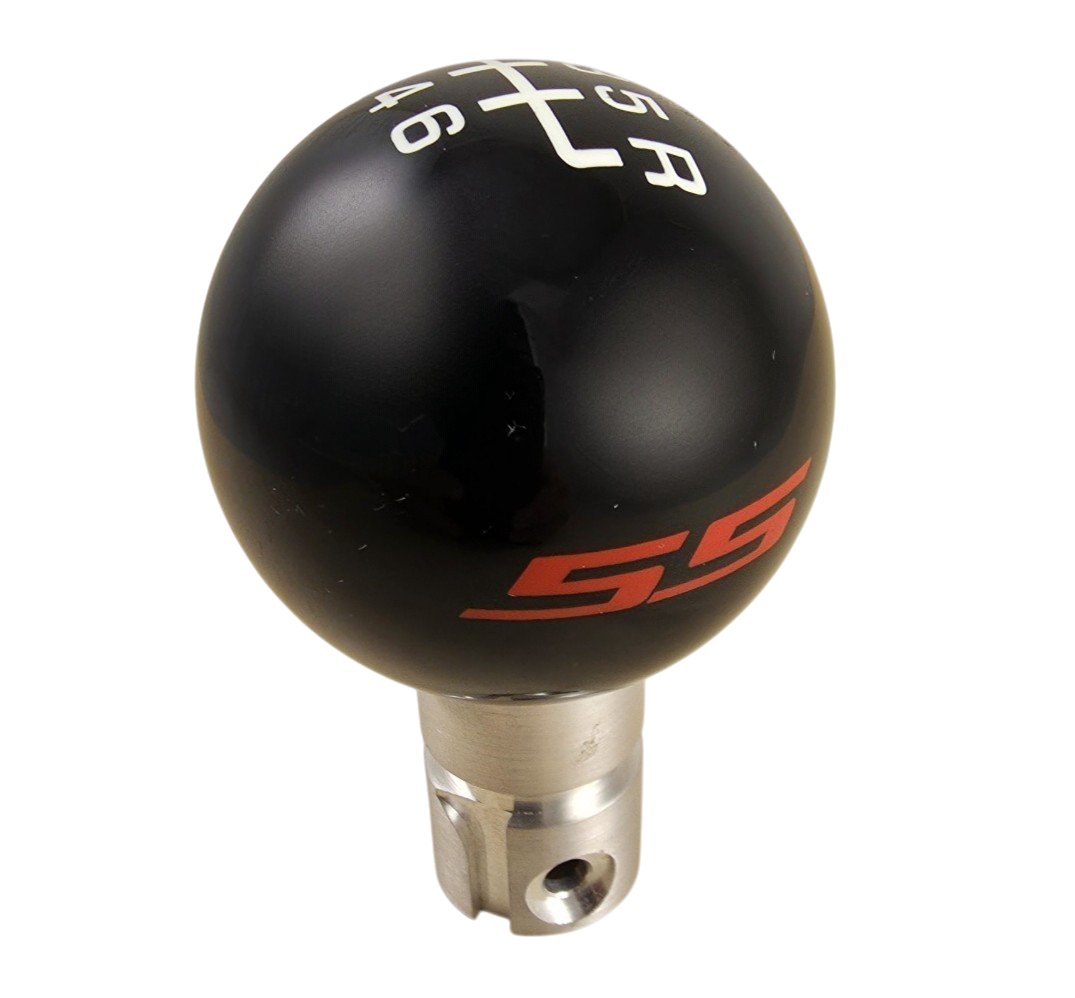 2013 up Camaro Black SS Red Logo w/ White 6 Speed Reverse Up Right Shift Knob