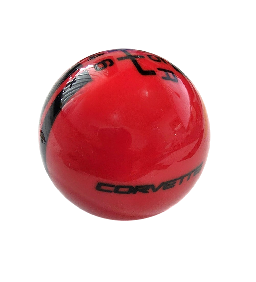 C5 Corvette Rally Stripes Red with black 6 Speed Corvette Lettering Shift Knob