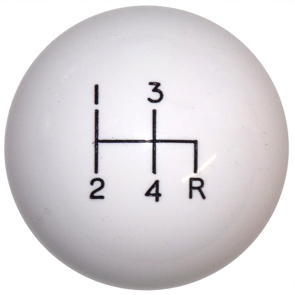 White 4 Speed Shift Knob Reverse Down Right