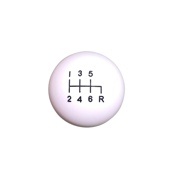 image of 1-7/8" White 6 Speed Shift Knob Reverse Down Right