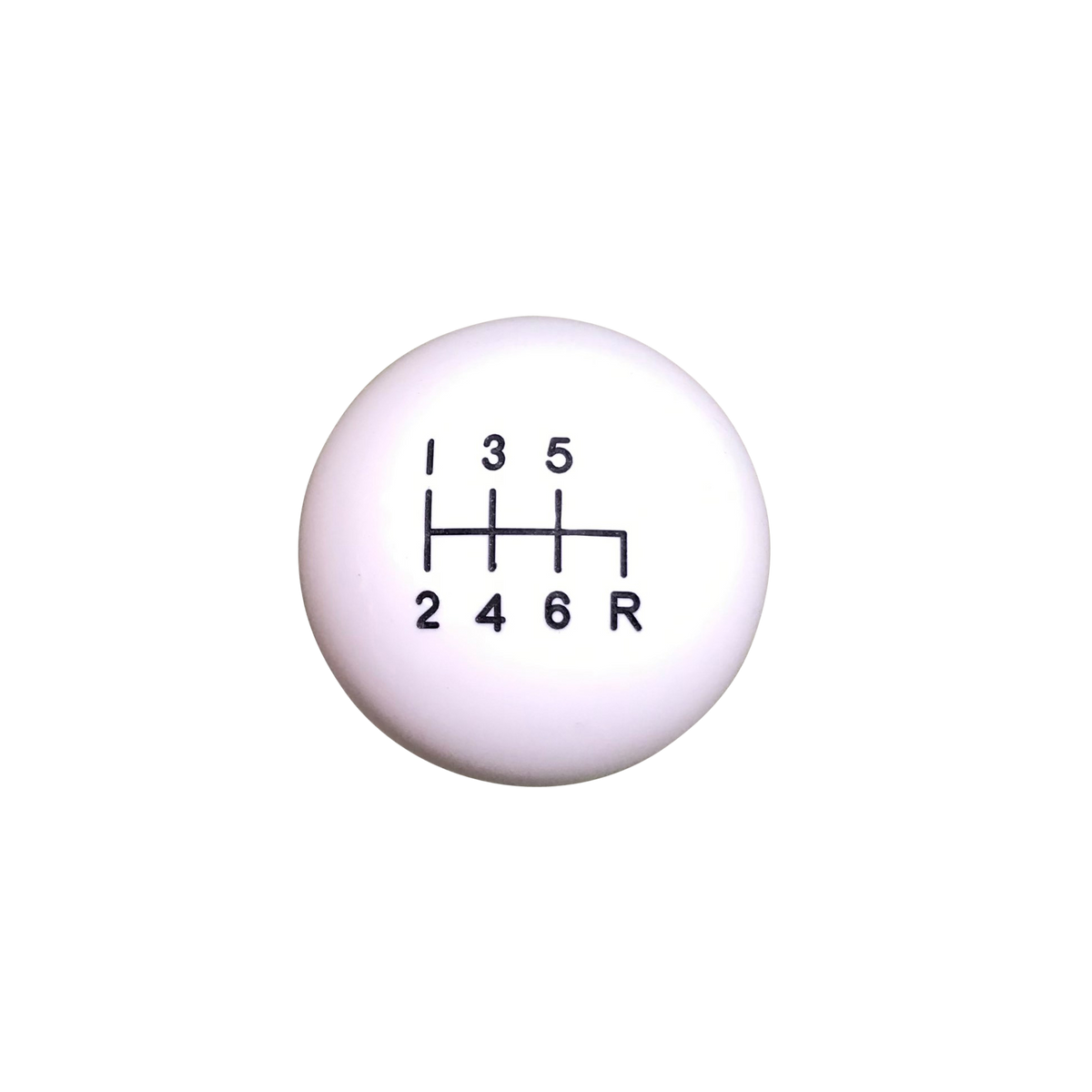 image of 1-7/8" White 6 Speed Shift Knob Reverse Down Right