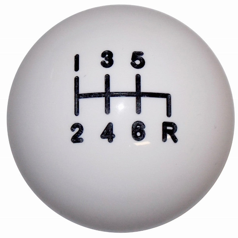 White 6 Speed Reverse Down Right Shift Knob