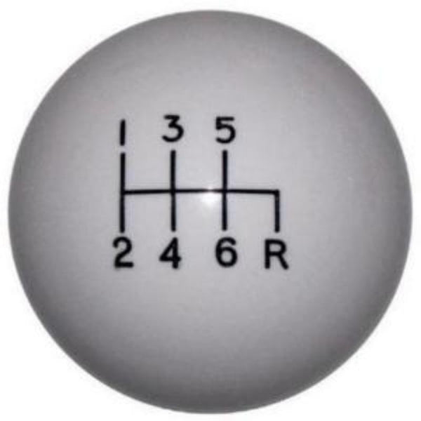 1-7/8" White C4 6 Speed Reverse Down Right Shift Knob