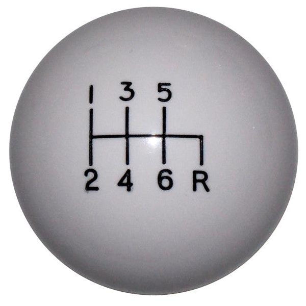 image of 1-7/8" White C4 Corvette 6 Speed Reverse Down Right Shift Knob For Reverse Lockout