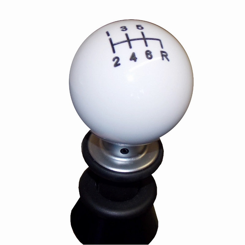 White Subaru 6 Speed Black Pattern Shift Knob