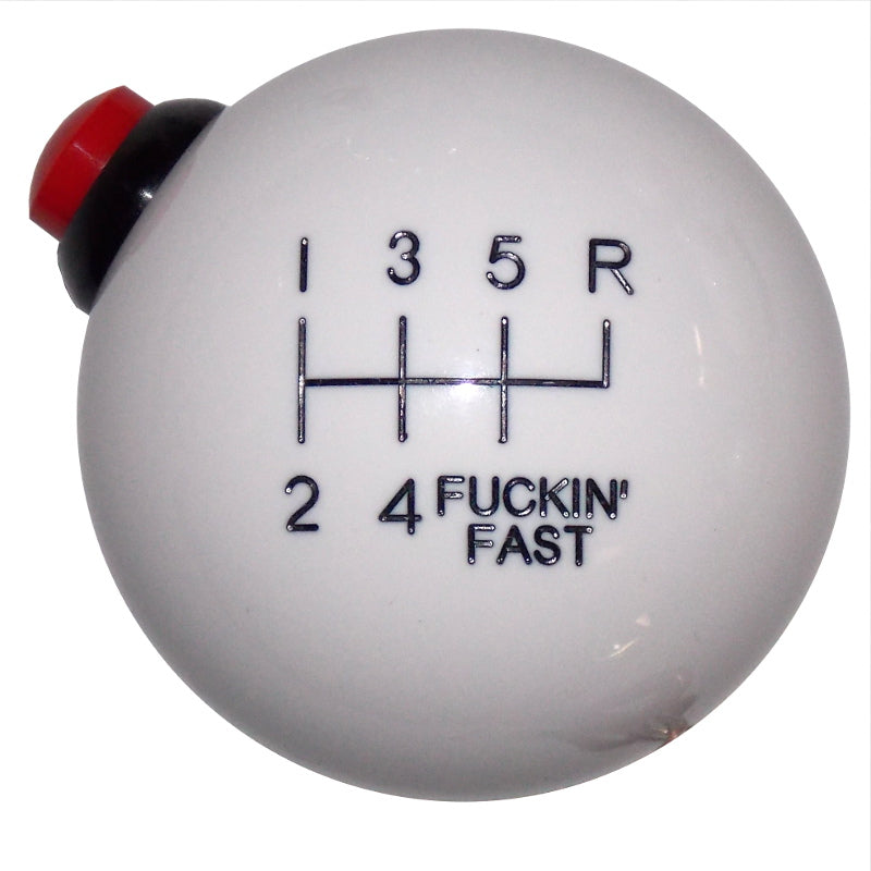 White F-in Fast 6 Speed Side Button Shirt Knob