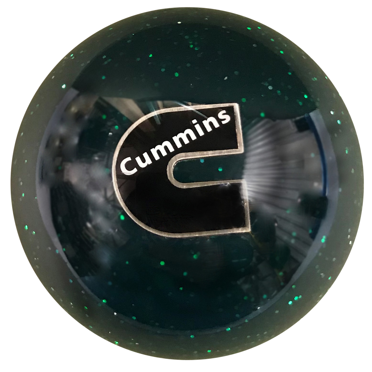 image of Cummins C Logo Green Glitter Shift Knob