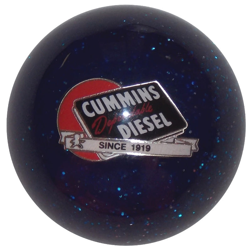 Cummins Dependable Diesel Logo Blue Glitter Brake Knob