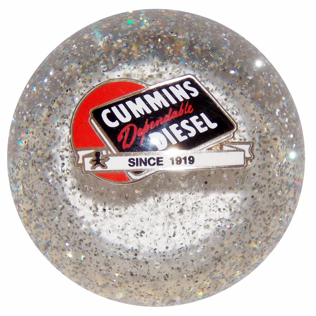 Cummins Dependable Diesel Logo Clear Glitter Shift Knob
