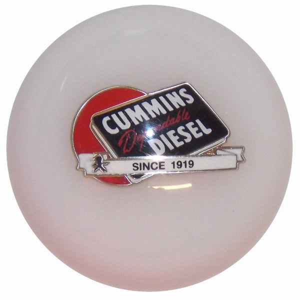 Cummins Dependable Diesel Red Ball Logo White Brake Knob