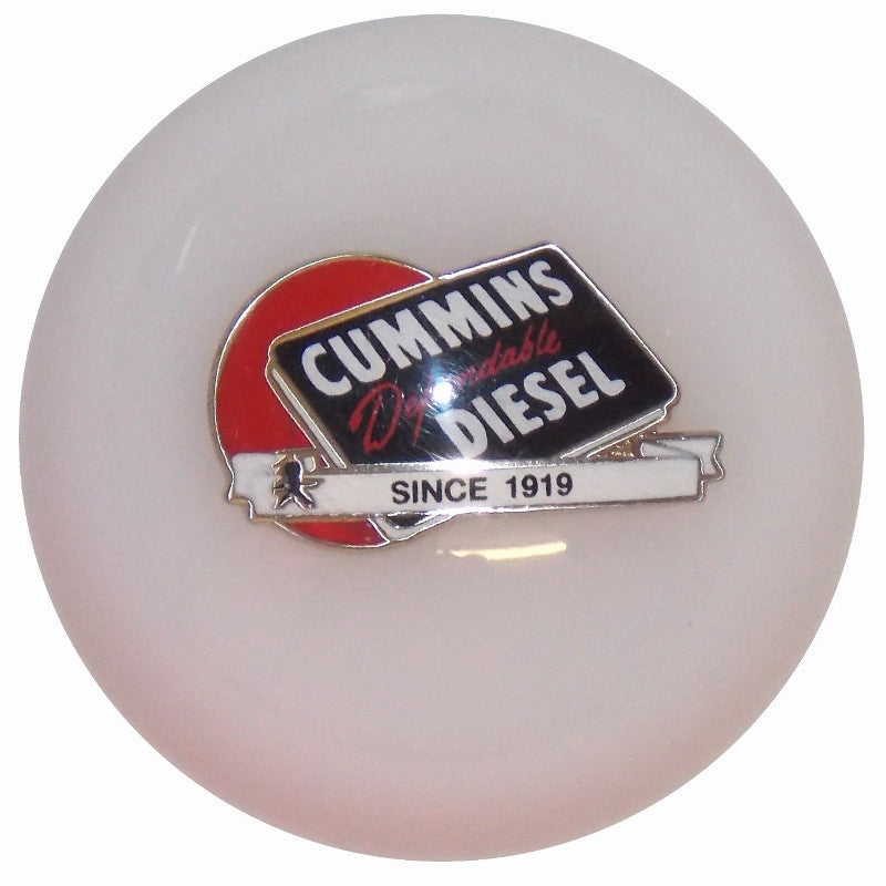 Cummins Dependable Diesel Red Ball Logo White Brake Knob