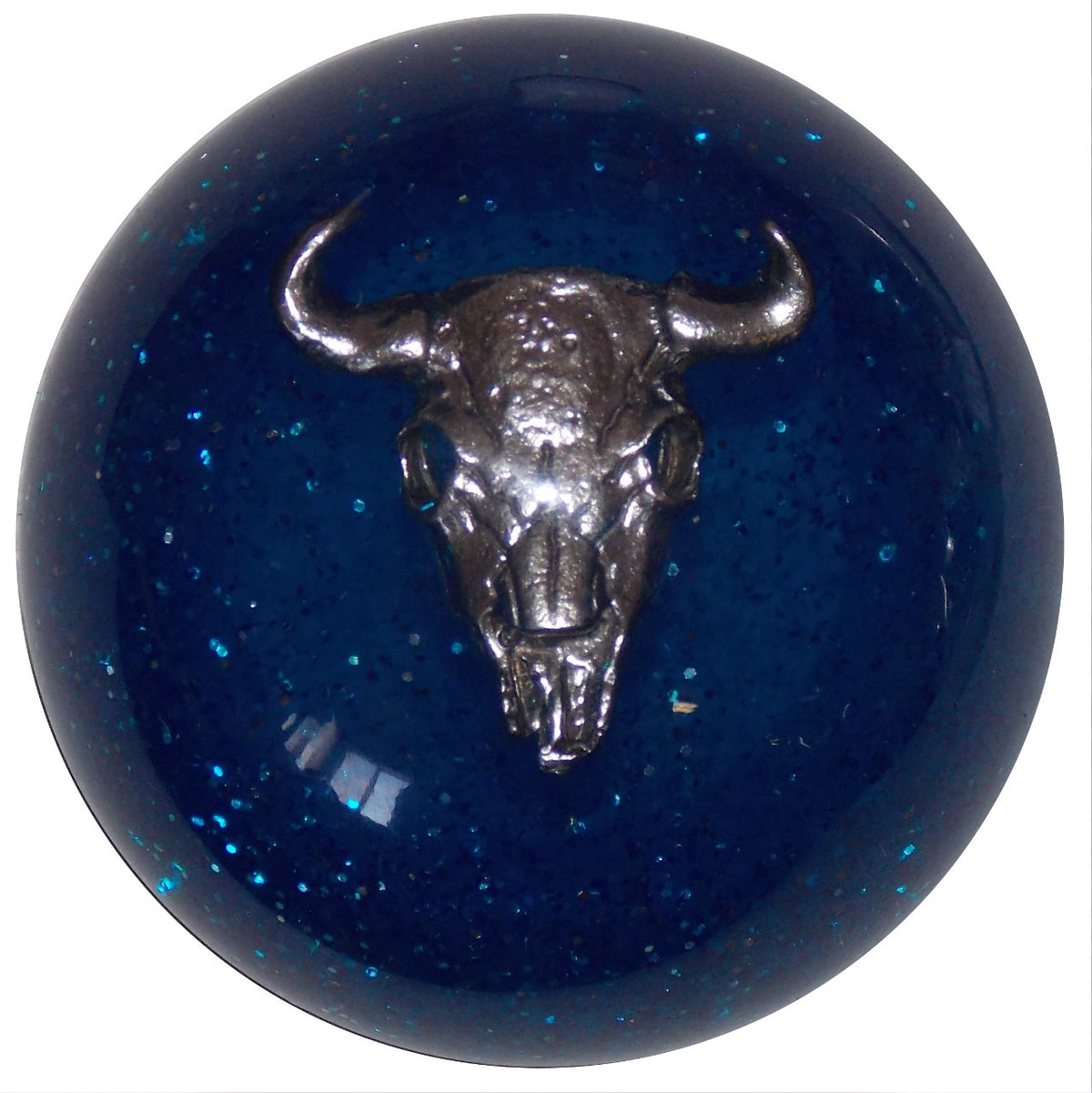 Blue Glitter Cow Skull Shirt Knob