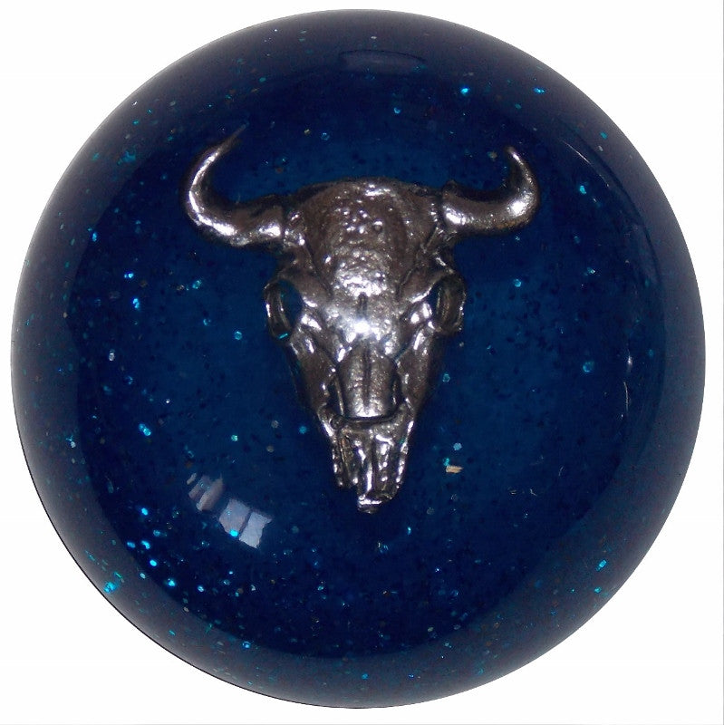 Blue Glitter Cow Skull Brake Knob