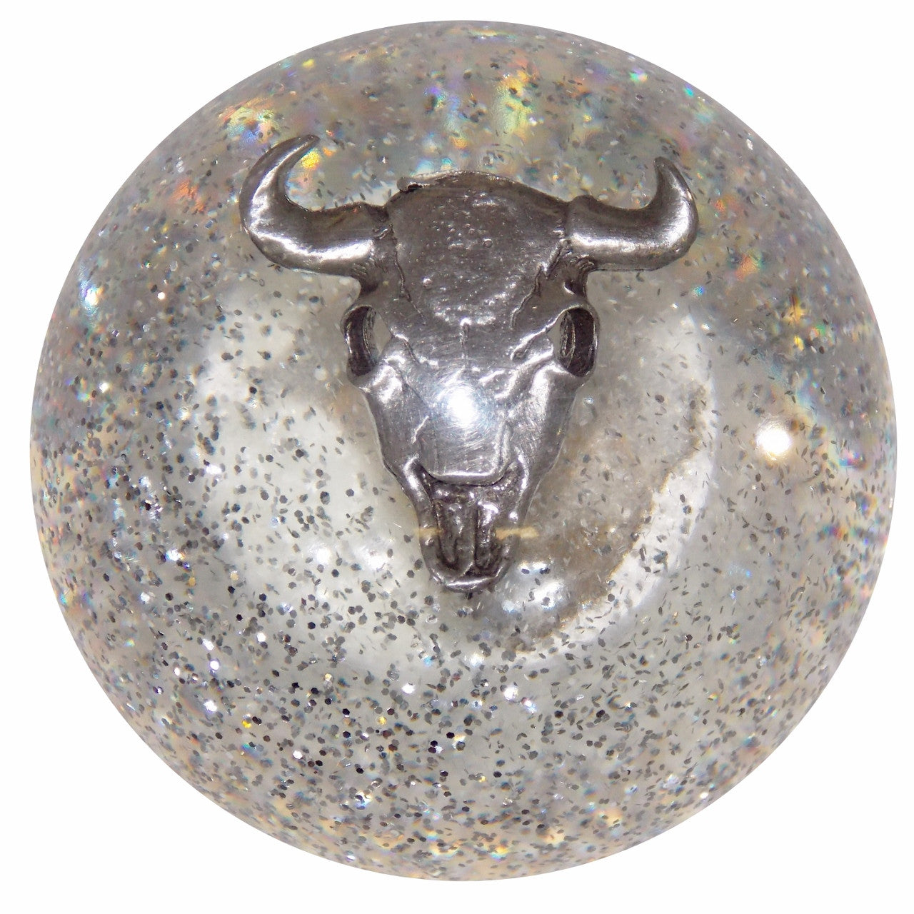 Clear Glitter Cow Skull Shift Knob