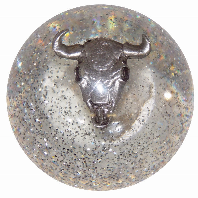 Clear Glitter Cow Skull Brake Knob
