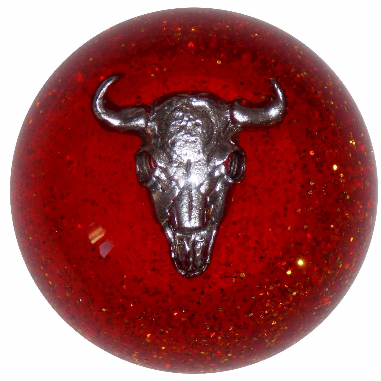 Orange Glitter Cow Skull Shift Knob
