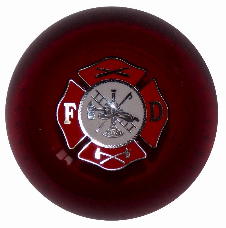 Clear Red Fire Department Logo Brake Knob