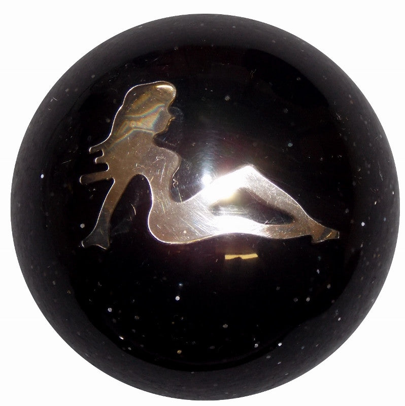 Chrome Lady in Black Glitter Brake Knob