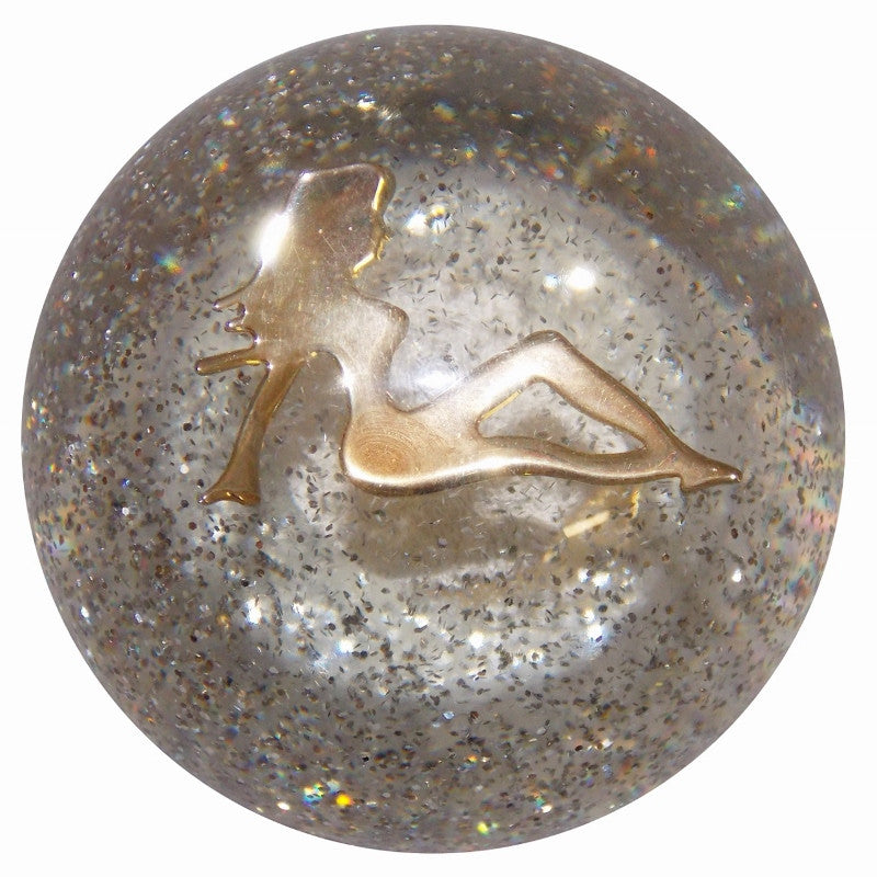Chrome Lady in Clear Glitter Shift Knob