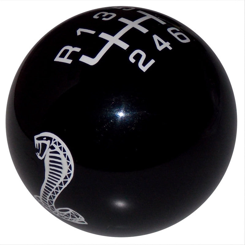 2015-2026 GT Mustang Cobra Logo Black w/ White 6 Speed Shift Knob