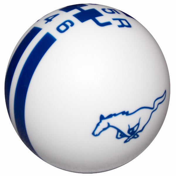 Ford Rally Mustang Pony Logo White/ Blue 6 Speed Shift Knob