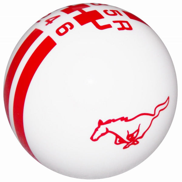 Ford Rally Mustang Pony Logo White/ Red 6 Speed Shift Knob