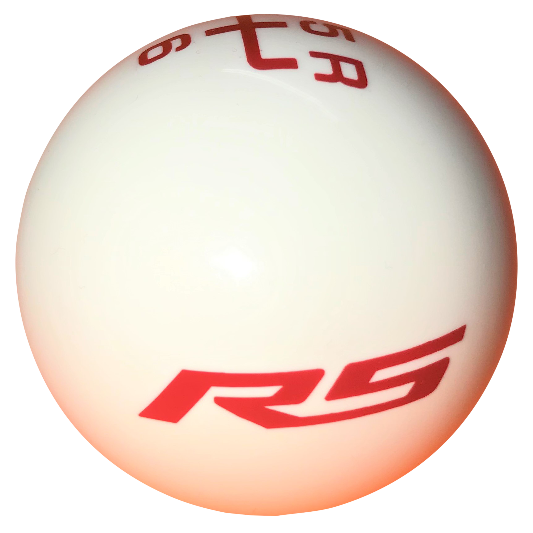 image of White GM Licensed RS Logo 6 Speed Reverse Upper Right Shift Knob