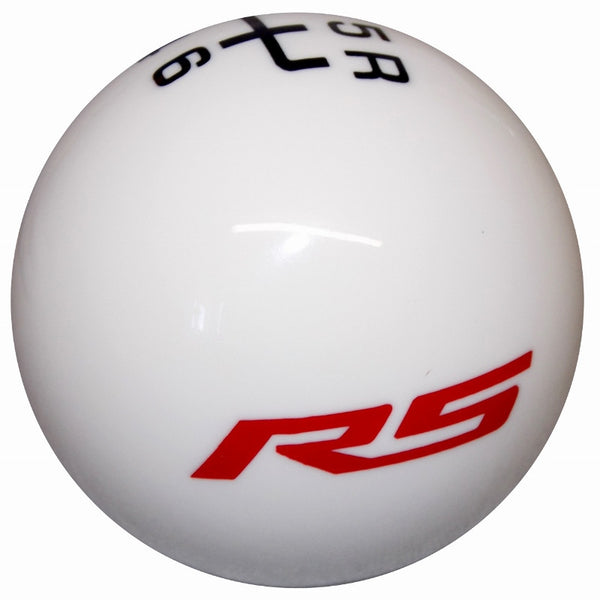 White GM Licensed Red RS Logo 6 Speed Shift Knob