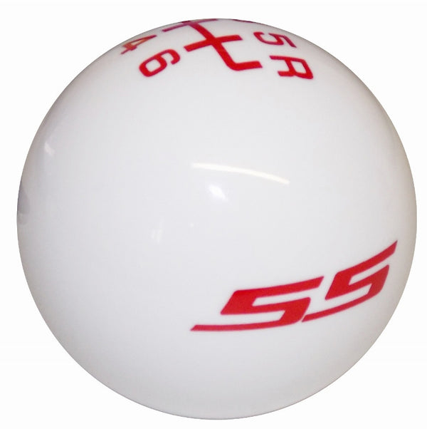 White New Camaro SS Logo w/ Red 6 Speed Shift Knob