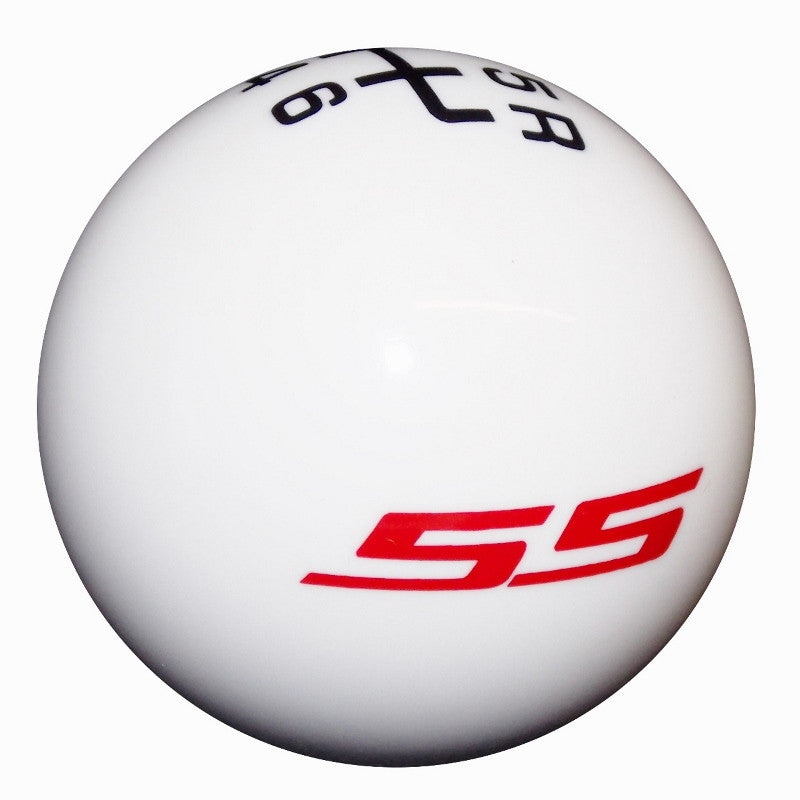 White GM Licensed Red SS Logo w/Black 6 Speed Shift Knob