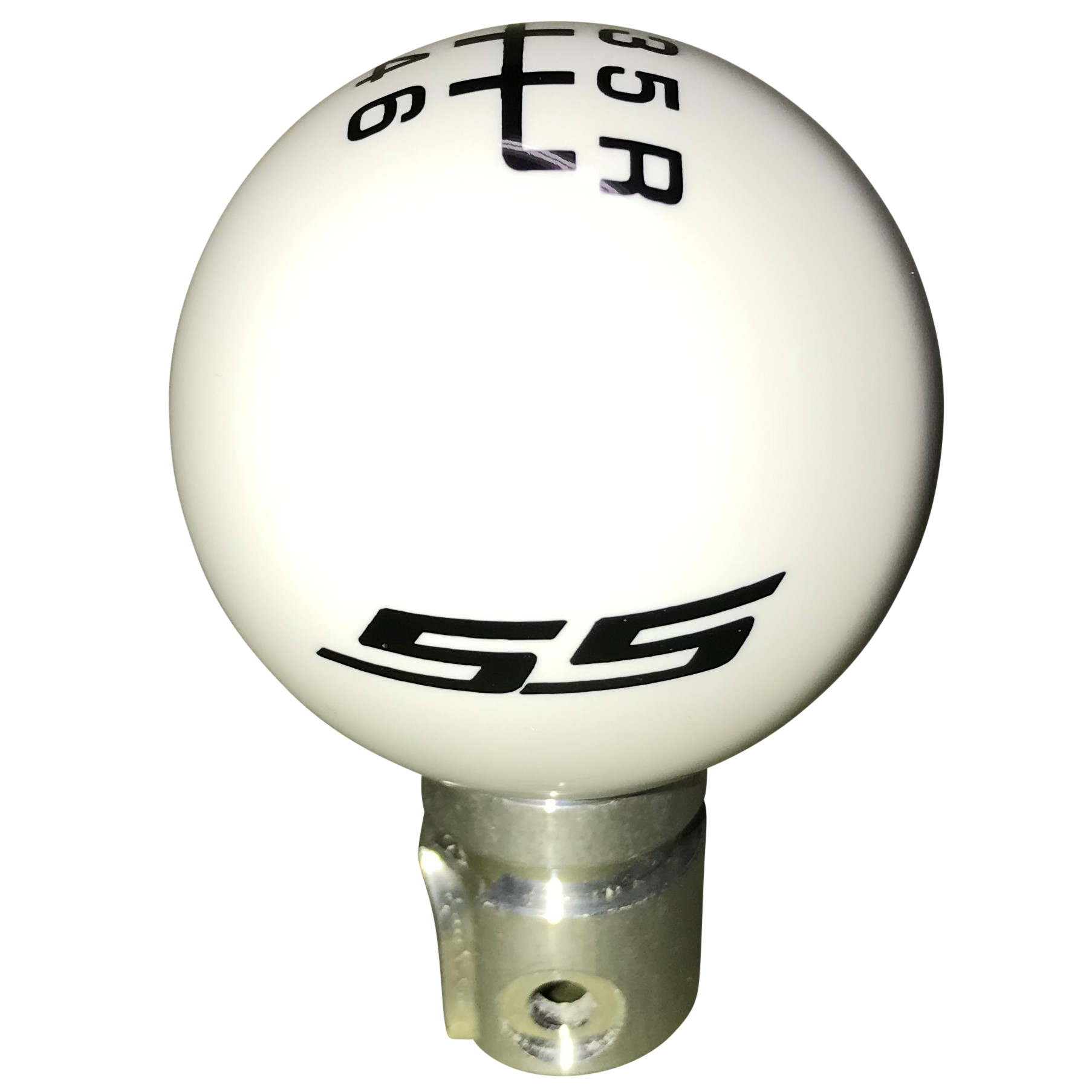 image of 2013 up Camaro White SS Logo 6 Speed Reverse Up Right Shift Knob