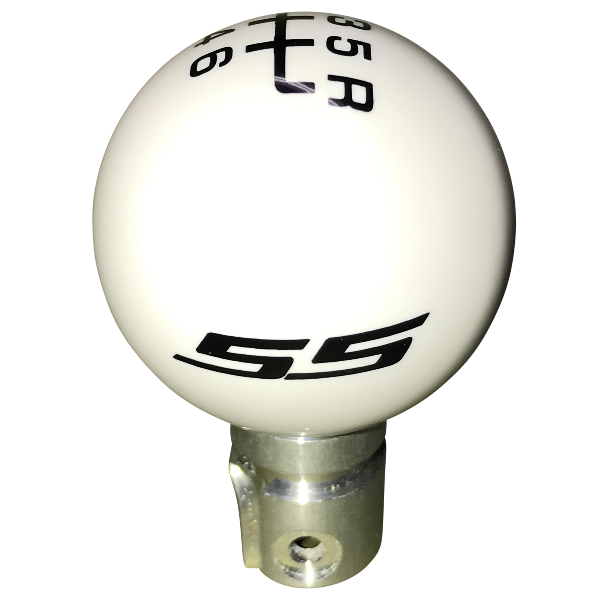 image of 2013 up Camaro White SS Logo 6 Speed Reverse Up Right Shift Knob