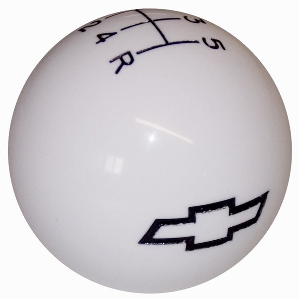 White Chevy Bowtie Logo 5 Speed Shift Knob