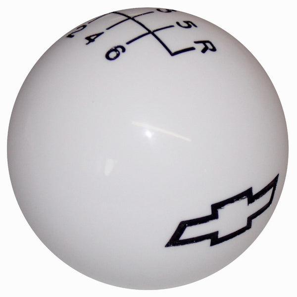 White Chevy Bowtie Logo 6 Speed Shift Knob