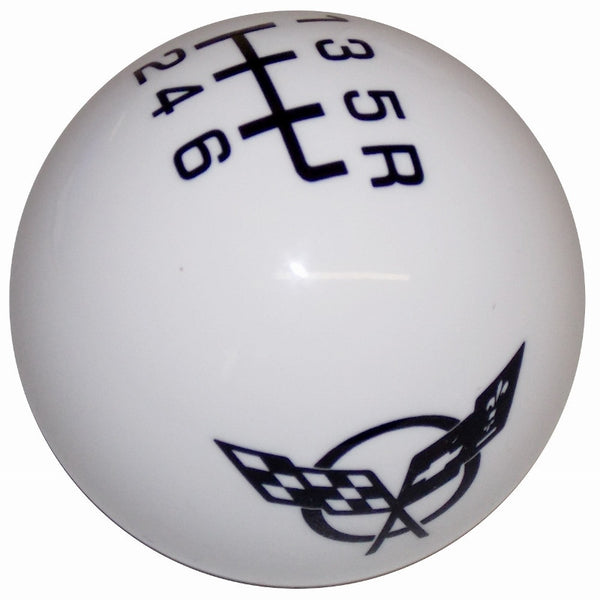 White C5 Flags Logo 6 Speed Shift Knob