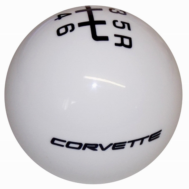 White C5 Script Logo 6 Speed Shift Knob
