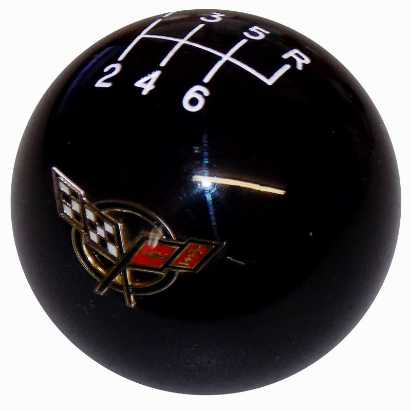 Black C5 Flags Emblem With 6 Speed Pattern Shift Knob
