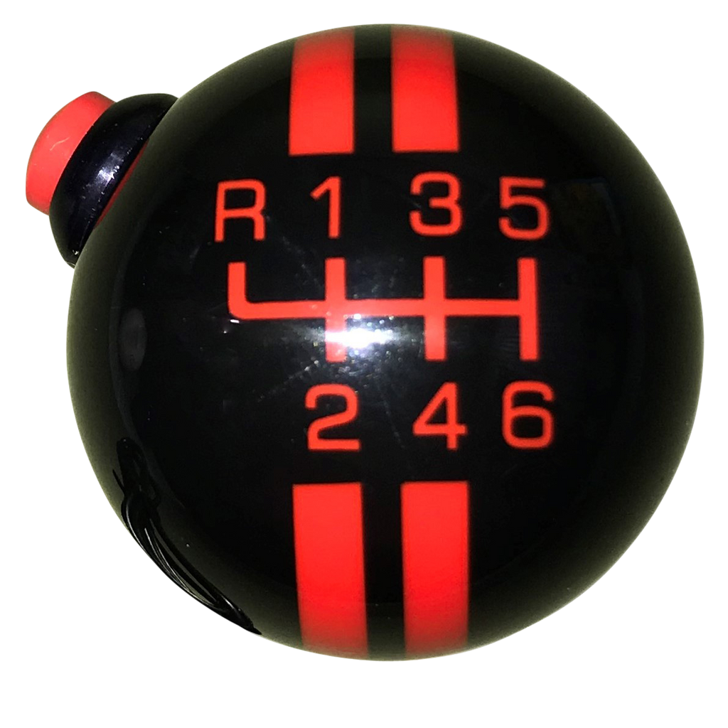 image of Rally Stripe 6 Speed Black with Red Side Button Shift Knob