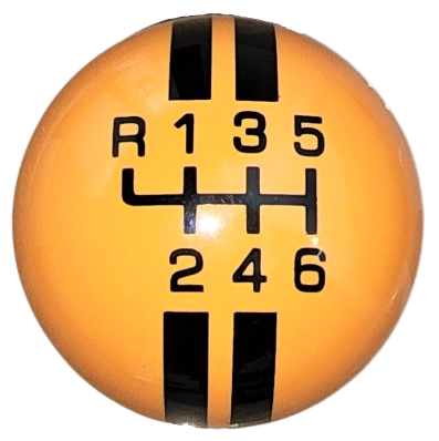 Rally Stripe New 6 Speed Grabber Orange With Black Shift Knob